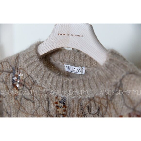 Brunello Cucinelli Sweater Mohair  Sequin Pullover knit women's Designer Size S - Picture 4 of 13